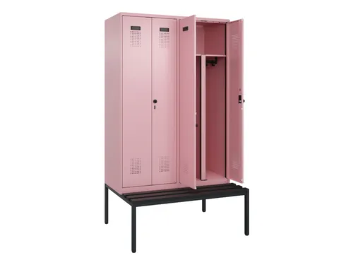 PBM-locker met bank,HxBxD 2120x1200x815mm,4vak,vak B 300mm