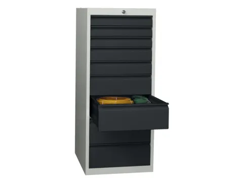 ladekast 1200x500x600mm 9laden cilinderslot RAL7035 front RAL7016