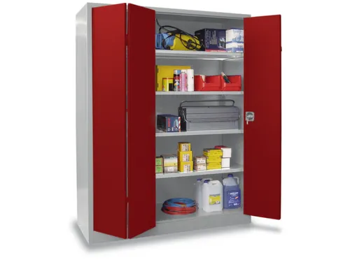 Vouwdeurkast 1950x1200x500mm 4legborden Verzinkt Ral7035 Front Ral3000