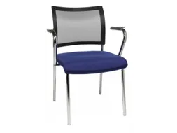Bezoekersstoel Armleuningen Blauw Stof Rugleuning Netbekleding Zwart