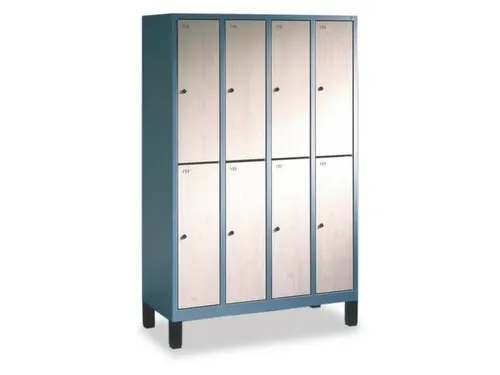 Dubbeldekse lockerkast,HxBxD 1850x420x500mm,romp RAL7021,front RAL3003