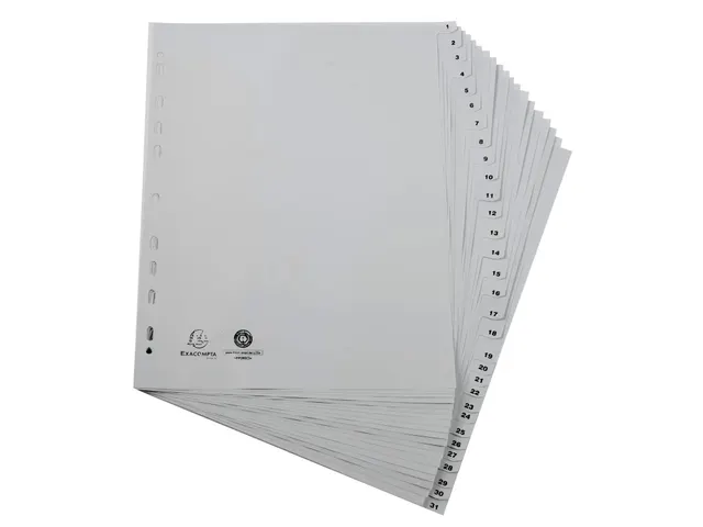 Bedrukte Tabbladen A4+ Grijs Polypropyleen 31-delig 1-31 23-Gaats