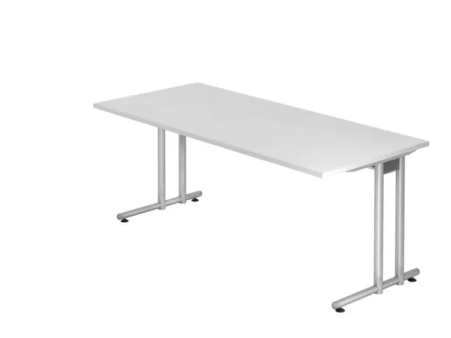 bureau,HxBxD 740x1800x800mm,blad wit,C-voet RAL9006