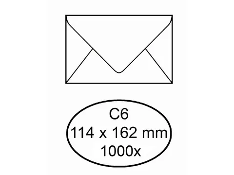 Envelop Bank C6 114x162mm 70gr wit gegomd 1000 stuks
