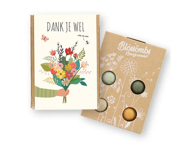 Giftbox Blossombs Dank je wel 4 zaadbommetjes