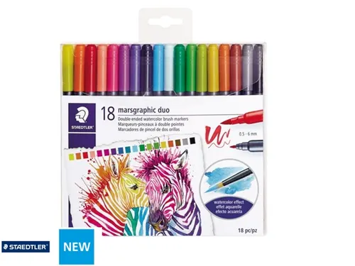 Brushpen Staedtler 3001 Marsgraphic duo 0.5-6mm blister à 18st ass