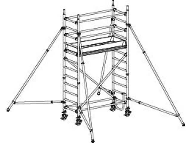 échafaudage roulant,portée H 3,25m,échafaudage H 2,49m