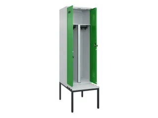 PBM-locker met bank,HxBxD 2120x600x815mm,2vak,vak B 300mm,draaigrendel - 1