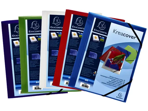 Elastomap Exacompta Kreacover A4 3 kleppen PP assorti