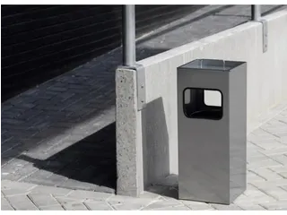 Metalen Afvalbak 17 Liter Met Asbak Metaal Zilver - 2