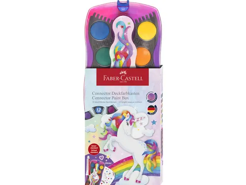 Waterverfdoos Faber-Castell Connector Unicorn 12 kleuren +1 tube wit