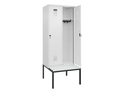 locker met bank,HxBxD 2120x800x815mm,2vak,vak B 400mm,draaigrendel