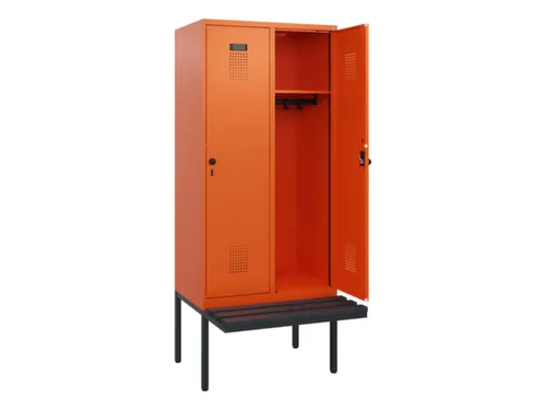 locker met bank,HxBxD 1950x800x815mm,2vak,vak B 400mm,draaigrendel