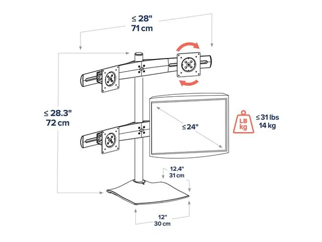 Monitorstandaard Ds100 Quad 2X2 Lcd Desk Stand 4 schermen zwart