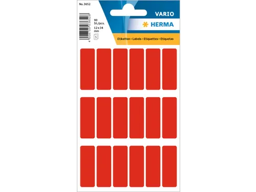 HERMA 3652 Universele etiketten 12x34mm Rood 90 stuks