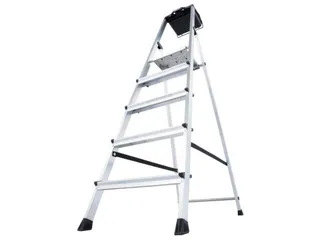 trapladder,eenzijdig,5treden,bordes m. antislip elementen,balk L 1,8m - 4