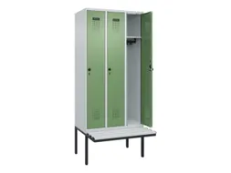 locker met bank,HxBxD 2120x900x815mm,3vak,vak B 300mm,draaigrendel