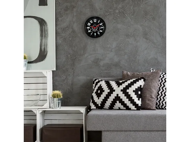Wandklok Nextime 36cm Gear Clock zwart metaal/glas
