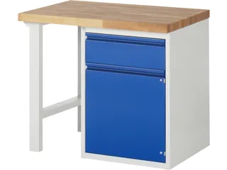 werkbank,RAL 7035/RAL 5010,HxBxD 890x1000x700mm,beukblad - 2