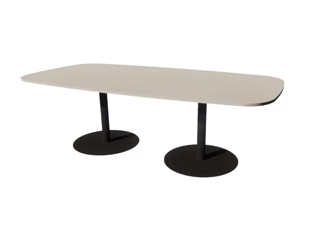 Linesto vergadertafel 240x120 deens ovaal lichtgrijs 25mm zwart