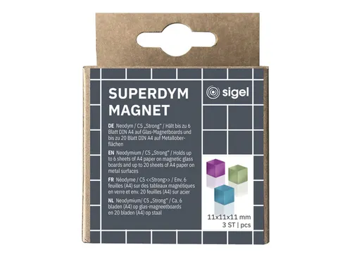 Magneten Sigel voor glasbord set 3kleuren C5 sterk 11x11x11mm turquois
