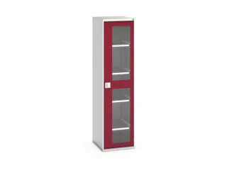 vitrinekast 2000x525x550mm 4xStalen bodem romp RAL7035 front RAL3004 - 1