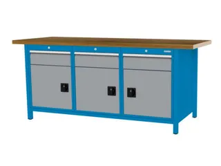 werkbank,HxBxD 860x2000x750mm,onderstel RAL5012,fronten RAL7040 - 3