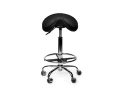 Zadelkruk Office Premium standaard met voetring harde wielen zw