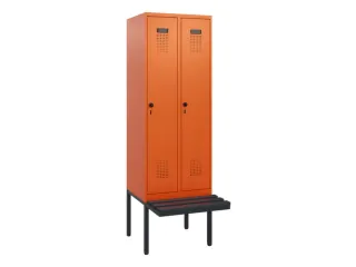 locker met bank,HxBxD 1950x600x815mm,2vak,vak B 300mm,draaigrendel - 2
