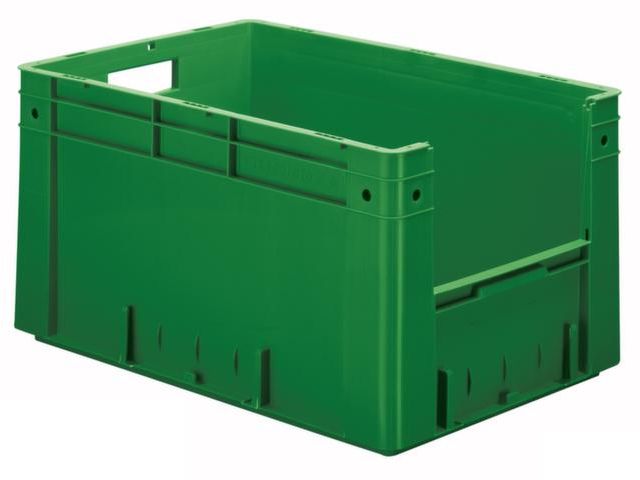 Euronorm Stapelkrat Groen 320x600x400mm 60l Gesloten Grijpopening | StapelkrattenWinkel.nl