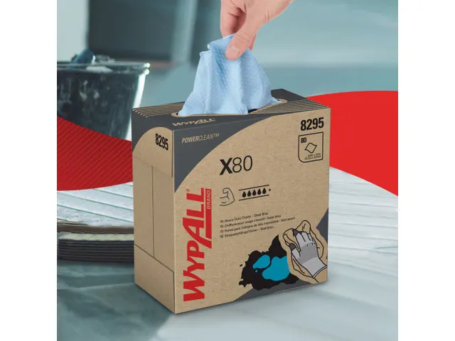 Poetsdoek WypAll X80 Powerclean 42,6x21,2cm 80vel pop-up blauw 8295