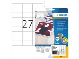 HERMA 4233 Veiligheidsetiketten A4 63,5x29,6mm Wit 675 stuks - 1