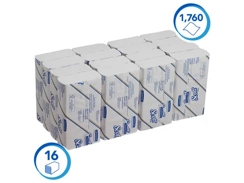 Handdoek Scott Slimfold m-vouw 1-laags 19x29,5cm wit 16x110stuks 5856