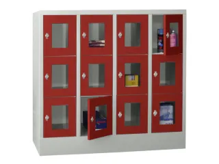 lockerkast,HxBxD 1187x1200x500mm,4x3vakken,RAL7035,front RAL3000 - 2