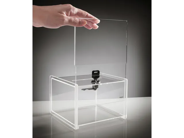 Urne Sigel transparent avec serrure 15x22x15mm + fente