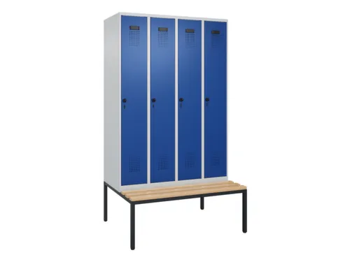 locker met bank,HxBxD 2120x1200x815mm,4vak,vak B 300mm,draaigrendel