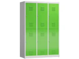 Dubbeldekse garderobekast 1800x1185x500mm 3x2vak 400mm RAL7035 RAL6018