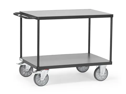 Zware Tafelwagens 2402 Ral7016 600kg 2 Etages 1000x700mm Houten Plaat