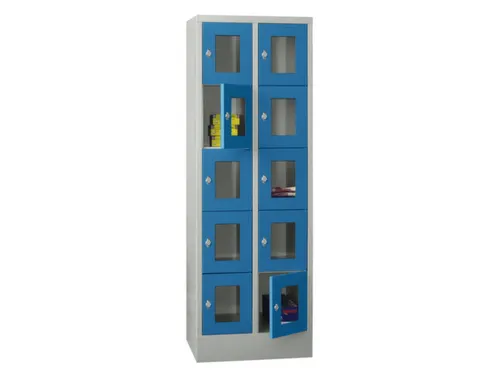lockerkast,HxBxD 1850x600x500mm,2x5vakken,RAL7035,front RAL5012