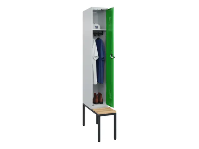 locker met bank,HxBxD 2120x300x815mm,1vak,vak B 300mm,draaigrendel