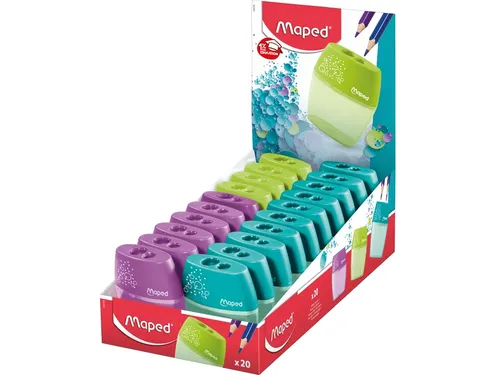 Puntenslijper Maped Shaker 2-gaats display à 20 stuks assorti