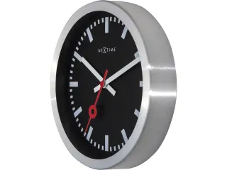 Wandklok NeXtime 'Station' Ø19cm, geborsteld aluminium zwart streep - 4