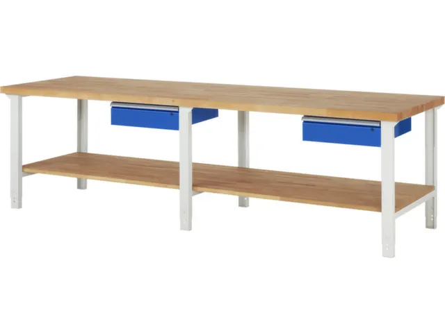 werkbank,HxBxD 790-1140x3000x900mm,beukblad,draagverm. 750kg