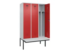 locker met bank,voor scheiding van kleding,HxBxD 2120x1200x815mm,3vak