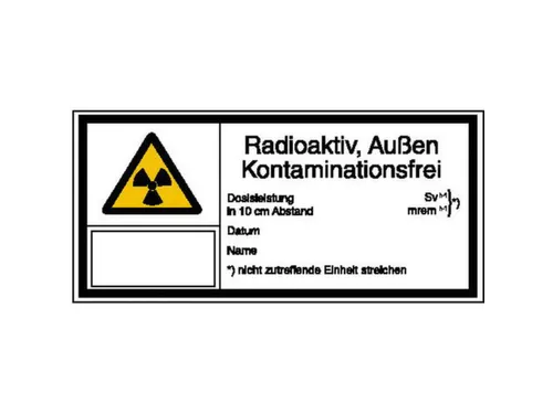 waarschuwings-combibord,v. binnen/buiten,Radioactief,PVC,HxB 74x148mm