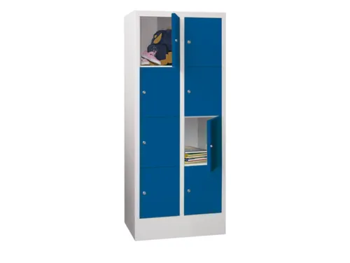 lockerkast,HxBxD 1518x600x500mm,2x4vakken,RAL7035,front RAL7016