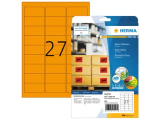 HERMA 5141 Gekleurde etiketten A4 63,5x29,6mm Neon Oranje 540 stuks - 1