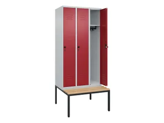 Dekenkist Classic+ 3 vakken 30cm 212x90x81.5cm Lichtgrijs/Robijnood - 2