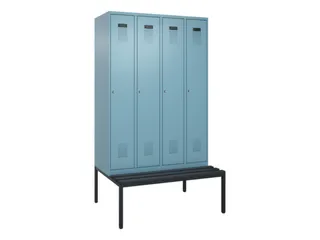 locker met bank,voor scheiding van kleding,HxBxD 2120x1200x815mm,4vak - 2