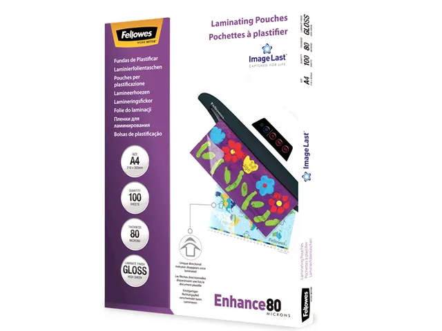 Lamineerhoes Fellowes A4 80 Micron glanzend Voordeelbundel